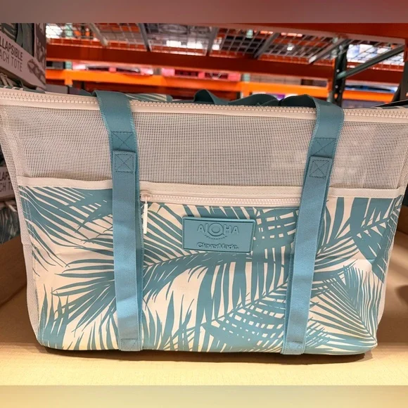 ALOHA Collection w Clevermade Teal Palm Print Collapsible Beach Tote - Picture 5 of 5